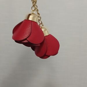 Red Floral Keychain with Gold Accents